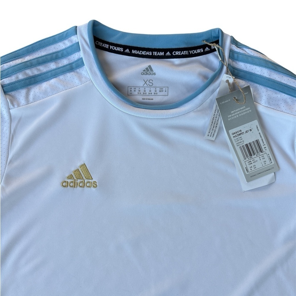 Adidas Mens White and Blue Shirt - Picture 2 of 5